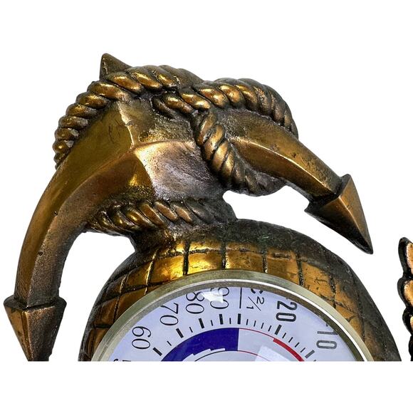 Bronze Copper Brass Metal Eagle Anchor Wall Vintage Thermometer Hygrometer - Picture 4 of 7
